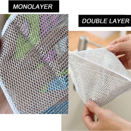 10 pieces - 20*20 cm - Multifunctional wire dishcloth - Dishcloth - double-layered - Cleaning cloth - for wet and dry dishes - scratch-free wire dishcloth - wire scrubbing cloths - for dishes - time-saving kitchen towels and cleaning cloths.