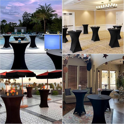 1 Piece High Tablecloth - High Table Skirt - 80 x 110 cm - Extendable High Tablecloth - Stretch High Table Cover - Round High Tablecloth - High Table Party Table Table Skirt - High Table - for restaurant, bar, cocktail table, wedding banquet table - Black.