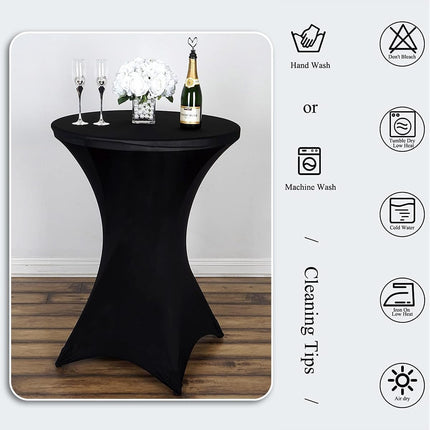 1 Piece High Tablecloth - High Table Skirt - 80 x 110 cm - Extendable High Tablecloth - Stretch High Table Cover - Round High Tablecloth - High Table Party Table Table Skirt - High Table - for restaurant, bar, cocktail table, wedding banquet table - Black.