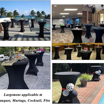 1 Piece High Tablecloth - High Table Skirt - 80 x 110 cm - Extendable High Tablecloth - Stretch High Table Cover - Round High Tablecloth - High Table Party Table Table Skirt - High Table - for restaurant, bar, cocktail table, wedding banquet table - Black.
