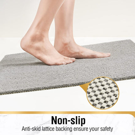 Non-slip shower mat - Non-slip bath mat - with drain - Non-slip water-permeable mat - Soft PVC loofah bath mat - Quick-drying - Grey - 40x60 cm.