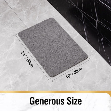 Non-slip shower mat - Non-slip bath mat - with drain - Non-slip water-permeable mat - Soft PVC loofah bath mat - Quick-drying - Grey - 40x60 cm.