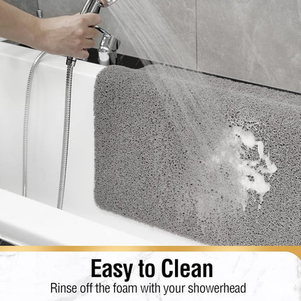 Non-slip shower mat - Non-slip bath mat - with drain - Non-slip water-permeable mat - Soft PVC loofah bath mat - Quick-drying - Grey - 40x60 cm.