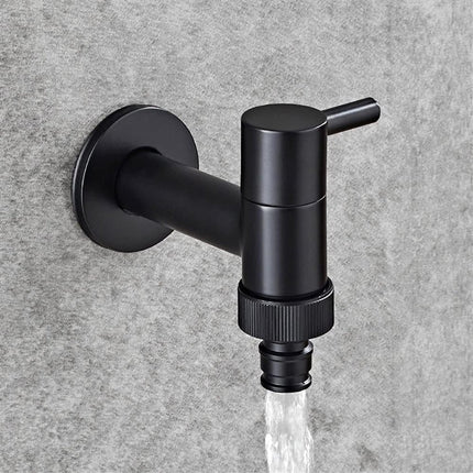 Wall-mounted tap - Material black copper - Wall mounting - Bathroom corner tap - Washing machine tap - Outdoor garden tap - Bathtub - Toilet - Mop - Swimming pool tap - Suitable for bathroom, toilet.