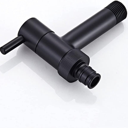 Wall-mounted tap - Material black copper - Wall mounting - Bathroom corner tap - Washing machine tap - Outdoor garden tap - Bathtub - Toilet - Mop - Swimming pool tap - Suitable for bathroom, toilet.