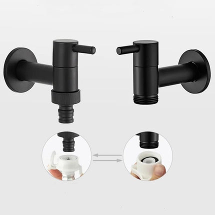 Wall-mounted tap - Material black copper - Wall mounting - Bathroom corner tap - Washing machine tap - Outdoor garden tap - Bathtub - Toilet - Mop - Swimming pool tap - Suitable for bathroom, toilet.