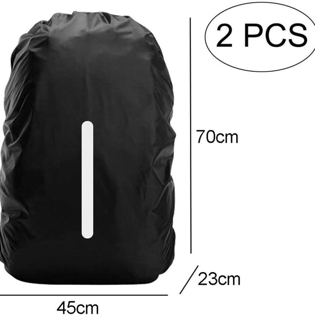 2 pieces - Backpack cover - Waterproof backpack cover - Waterproof rain cover for backpack - Waterproof rain cover - Reflective backpack cover - dust cover - for hiking, camping, traveling, cycling, outdoor activities - size L (55-65L) - 45*23*70 cm - bla.