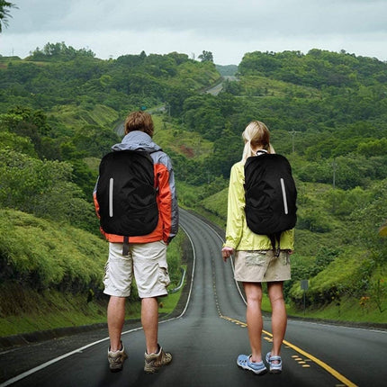 2 pieces - Backpack cover - Waterproof backpack cover - Waterproof rain cover for backpack - Waterproof rain cover - Reflective backpack cover - dust cover - for hiking, camping, traveling, cycling, outdoor activities - size L (55-65L) - 45*23*70 cm - bla.