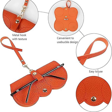 pieces - leather sunglasses bag - soft leather glasses case - portable glasses case - fashionable glasses case - ultra-thin anti-scratch case - travel glasses protective case - sunglasses organizer with snap closure, wrist strap - for women and men.