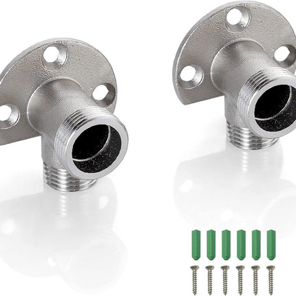2 pieces - installation set for exposed bath taps - stainless steel wall-mounted tap adapter - tap installation kit - tap accessories - bathroom accessories - metal fixture - with screws - silver.