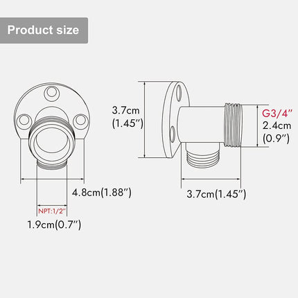 2 pieces - installation set for exposed bath taps - stainless steel wall-mounted tap adapter - tap installation kit - tap accessories - bathroom accessories - metal fixture - with screws - silver.