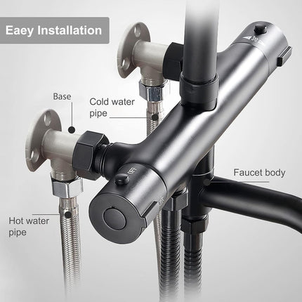 2 pieces - installation set for exposed bath taps - stainless steel wall-mounted tap adapter - tap installation kit - tap accessories - bathroom accessories - metal fixture - with screws - silver.
