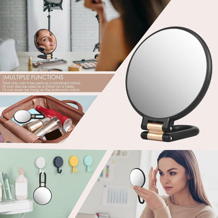 15X Magnifying Mirror - 24*14 cm - Hand Mirror with Folding Handle - Travel Magnifying Mirror with Handle - Double-Sided Magnifying Mirror - with 15x/1x Magnification - Portable Makeup Mirror - Multifunctional Hand Mirror - Black.