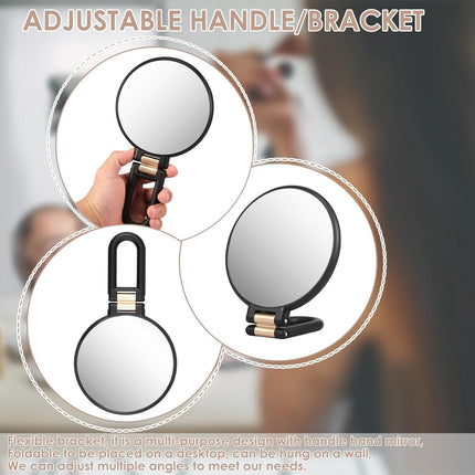 15X Magnifying Mirror - 24*14 cm - Hand Mirror with Folding Handle - Travel Magnifying Mirror with Handle - Double-Sided Magnifying Mirror - with 15x/1x Magnification - Portable Makeup Mirror - Multifunctional Hand Mirror - Black.