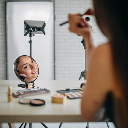 15X Magnifying Mirror - 24*14 cm - Hand Mirror with Folding Handle - Travel Magnifying Mirror with Handle - Double-Sided Magnifying Mirror - with 15x/1x Magnification - Portable Makeup Mirror - Multifunctional Hand Mirror - Black.