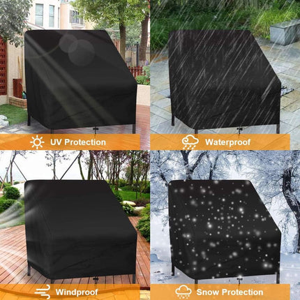 Sofa Protective Cover - Waterproof Chair Cover - Outdoor Patio Furniture Covers - Garden Chair Cover - Waterproof Swing & Lounge Chairs - Protective Cover - Snow Protection Cover - Waterproof - 210D Oxford Cloth - Black - 37.8"W x 30.7"D x 28.74"H.
