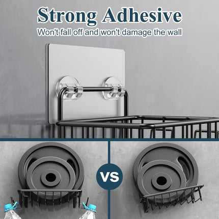 Soap Holders - 2 Pieces - Hanging Soap Holder - Soap Dish - Soap Holder for Shower Wall with 4 Hooks - Stainless Steel - Soap Holder with Drain - Small Soap Dish - Wall Mounting - Portable - Bathroom Accessories - Shower - No Drilling Required - Self-Adhe.
