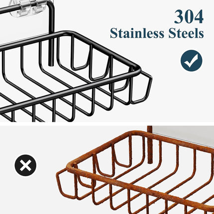 Soap Holders - 2 Pieces - Hanging Soap Holder - Soap Dish - Soap Holder for Shower Wall with 4 Hooks - Stainless Steel - Soap Holder with Drain - Small Soap Dish - Wall Mounting - Portable - Bathroom Accessories - Shower - No Drilling Required - Self-Adhe.