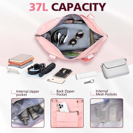 Travel bags - Waterproof weekend bags - Travel bag - Women's carry-on luggage - Travel bags - Yoga bag - Men's sports bags - Airplane carry-on luggage - Weekend bags - Travel bags with trolley lids - Sports bag - Travel Bag - Pink.