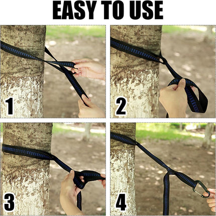 pieces - Hammock straps - 2m - Adjustable hammock straps - Swing suspension straps - tree swing straps - hanging chair hammock straps - hammock - straps - suspension accessories - with carabiner and a storage bag - for camping, garden, outdoors, travel -.
