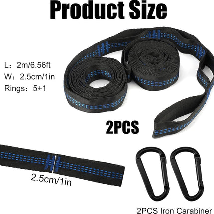 pieces - Hammock straps - 2m - Adjustable hammock straps - Swing suspension straps - tree swing straps - hanging chair hammock straps - hammock - straps - suspension accessories - with carabiner and a storage bag - for camping, garden, outdoors, travel -.