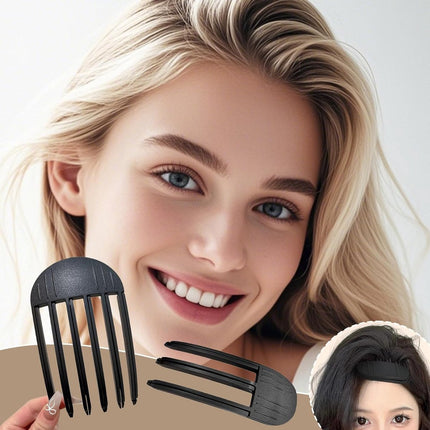 Set of 2 volumizing hair clips - Hair clip - Fluffy Bangs hair curlers - Traceless hair clips - For voluminous hair roots and high crown hairstyles - Black.