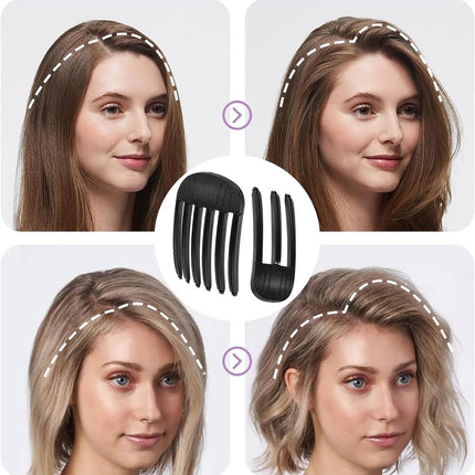 Set of 2 volumizing hair clips - Hair clip - Fluffy Bangs hair curlers - Traceless hair clips - For voluminous hair roots and high crown hairstyles - Black.