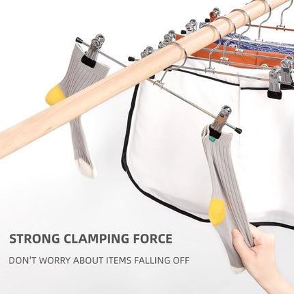 Clothes Hangers - 20 Pieces - Trouser Hangers - Trouser Hangers with Clips - Garment Hangers - Skirt Hangers - Non-Slip Hanger with Clips - Clothes Rack/Coat Rack/Jacket/Trouser Hanger - Space-Saving - Adjustable Clip Hangers - For Trousers Skirts Socks U.