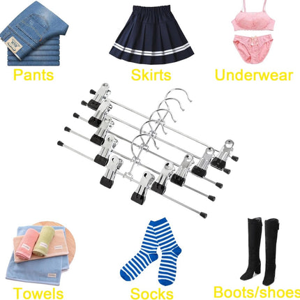 Clothes Hangers - 20 Pieces - Trouser Hangers - Trouser Hangers with Clips - Garment Hangers - Skirt Hangers - Non-Slip Hanger with Clips - Clothes Rack/Coat Rack/Jacket/Trouser Hanger - Space-Saving - Adjustable Clip Hangers - For Trousers Skirts Socks U.