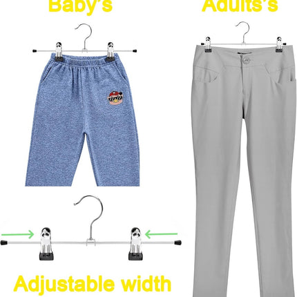 Clothes Hangers - 20 Pieces - Trouser Hangers - Trouser Hangers with Clips - Garment Hangers - Skirt Hangers - Non-Slip Hanger with Clips - Clothes Rack/Coat Rack/Jacket/Trouser Hanger - Space-Saving - Adjustable Clip Hangers - For Trousers Skirts Socks U.