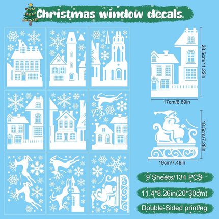 Christmas window stickers - 9 pieces - Window Decoration Stickers - Window Decoration Christmas - Christmas Decoration - Christmas Stickers - Window Stickers - Indoor Christmas Decoration - Reusable - Window Decoration - PVC - Christmas static window stic.