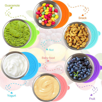 6 pieces - Dressing cups - Food storage containers - 40 ml - Sauce cup - salad dressing containers - food containers - stainless steel container - with silicone lids - leak-proof - reusable - for salads, processed foods - 5.5*5.5*2.5 cm.