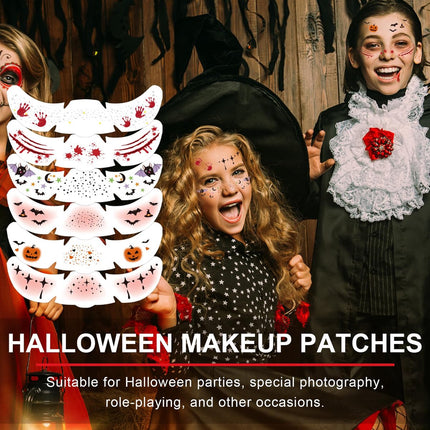 6 pieces - Temporary Face Tattoos - Halloween decoration - Glitter makeup stickers - Self-adhesive Tattoos for Adults - Festival Glitters - Face stickers - Halloween makeup.
