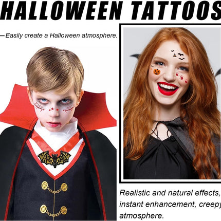 6 pieces - Temporary Face Tattoos - Halloween decoration - Glitter makeup stickers - Self-adhesive Tattoos for Adults - Festival Glitters - Face stickers - Halloween makeup.