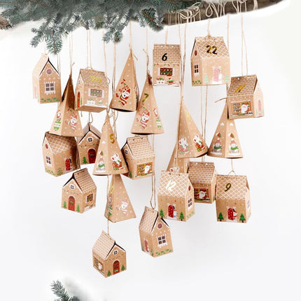 24 Pieces Advent Calendar Gift Boxes - Christmas Treat Boxes Gift Packaging - Triangular Advent Calendar Gift Boxes - Christmas - Number Stickers - DIY Advent Calendar - Party and Gift Box for Candy Gift Decorations.