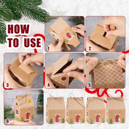 24 Pieces Advent Calendar Gift Boxes - Christmas Treat Boxes Gift Packaging - Triangular Advent Calendar Gift Boxes - Christmas - Number Stickers - DIY Advent Calendar - Party and Gift Box for Candy Gift Decorations.