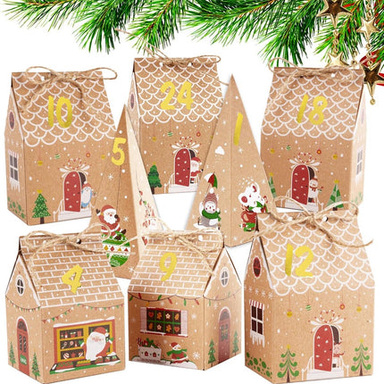 24 Pieces Advent Calendar Gift Boxes - Christmas Treat Boxes Gift Packaging - Triangular Advent Calendar Gift Boxes - Christmas - Number Stickers - DIY Advent Calendar - Party and Gift Box for Candy Gift Decorations.