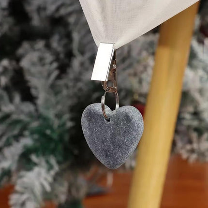 8-pack - Heart-shaped grey tablecloth weights with metal clip - Tablecloth stand and hanger stone.