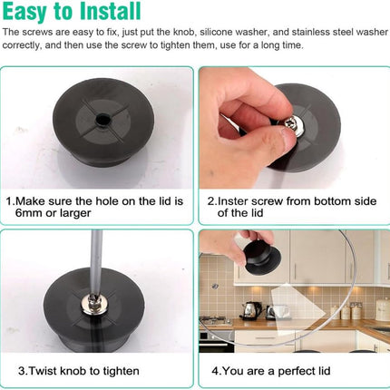 4 pieces - Pan lid knob - Lid knobs - Aperture 6-10 mm - Pot Lid Knob - Lid Handle - Lid Knob - Anti-burn knob - Replacement Handles - universal replacement lid knobs for pans - handle for kitchen cookware.
