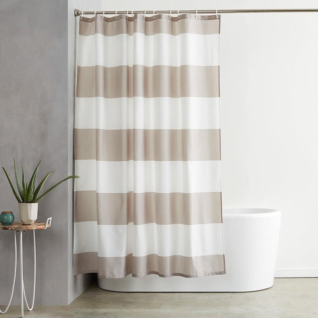 Shower curtain - Shower curtain for the bathroom - Anti-mold shower curtain - water-repellent material - with rings - machine washable - Bathroom accessories - 180*180 cm - brown.