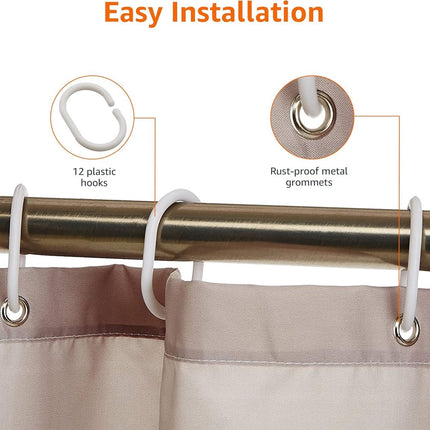 Shower curtain - Shower curtain for the bathroom - Anti-mold shower curtain - water-repellent material - with rings - machine washable - Bathroom accessories - 180*180 cm - brown.