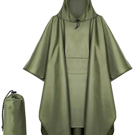 Poncho - Raincoat - 210*140cm - multifunctional waterproof rain poncho - Waterproof Rain Poncho - Cycling Poncho - reusable - raincoat with hood - rain poncho with chest pocket - with storage bag - for travel, hiking, camping, fishing - green.