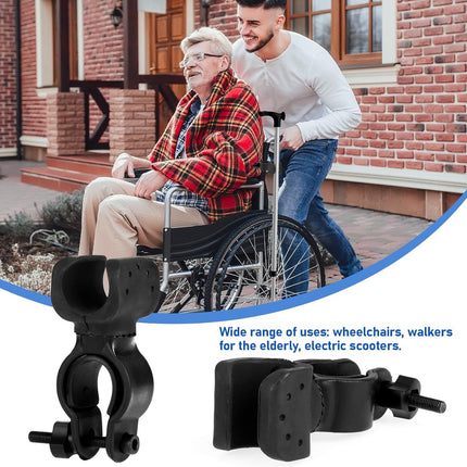 pieces - walking stick holder - wheelchair accessories - scooter accessories - crutch holder - versatile crutch holder - universal accessories for crutches, rollator, wheelchair, bicycle - 8.3*4.5*3.3 cm - black.