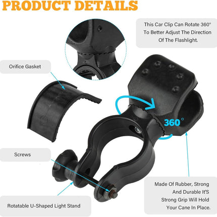 pieces - walking stick holder - wheelchair accessories - scooter accessories - crutch holder - versatile crutch holder - universal accessories for crutches, rollator, wheelchair, bicycle - 8.3*4.5*3.3 cm - black.
