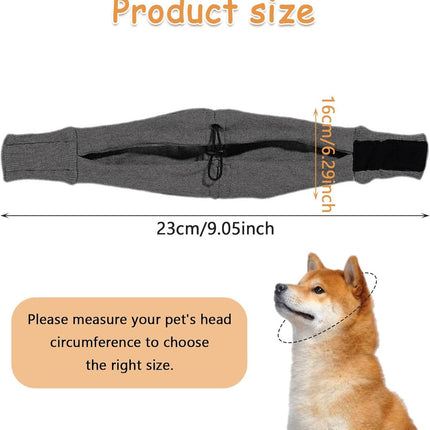 Dog Collar - Ear Muffs for Dogs - Dog Hat - Head Circumference 49-54 cm - Relief from Snoring Anxiety - with Adjustable Velcro Fastening - Noise-Dampening Headwear - 23*16*3 cm - Grey.