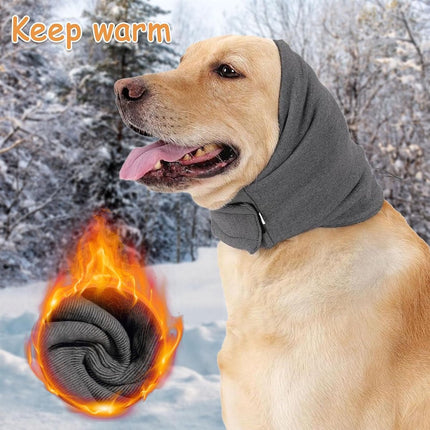 Dog Collar - Ear Muffs for Dogs - Dog Hat - Head Circumference 49-54 cm - Relief from Snoring Anxiety - with Adjustable Velcro Fastening - Noise-Dampening Headwear - 23*16*3 cm - Grey.