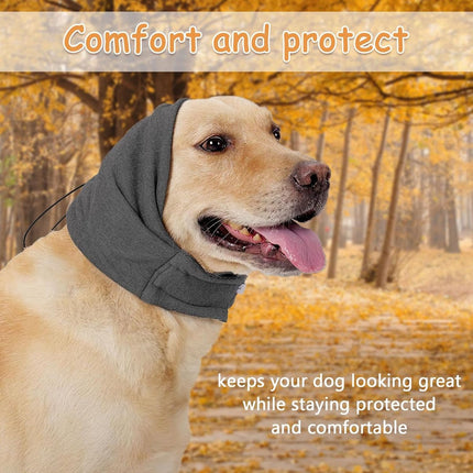 Dog Collar - Ear Muffs for Dogs - Dog Hat - Head Circumference 49-54 cm - Relief from Snoring Anxiety - with Adjustable Velcro Fastening - Noise-Dampening Headwear - 23*16*3 cm - Grey.