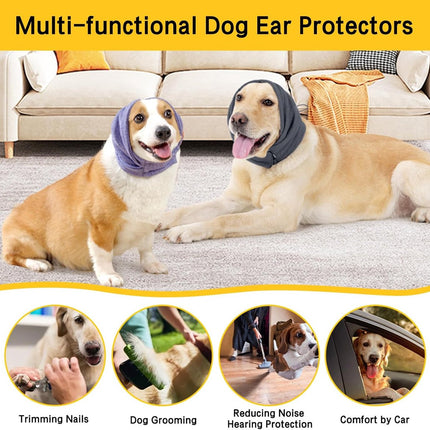 Dog Collar - Ear Muffs for Dogs - Dog Hat - Head Circumference 49-54 cm - Relief from Snoring Anxiety - with Adjustable Velcro Fastening - Noise-Dampening Headwear - 23*16*3 cm - Grey.