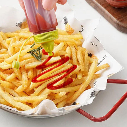 12 pieces - 3.2*3.2*8 cm - sauce bottles - portable sauce bottles - mini sauce bottles - squeeze bottle - ketchup bottle - salad dressing bottle - leak-proof plastic sauce bottles - squeezable sauce containers - kitchen supplies - grey, red, yellow, green.