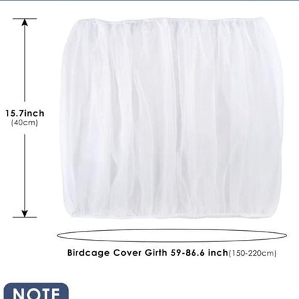 Birdcage Mesh Cover - Universal Birdcage Cover - Birdcage Splash Guard - Seed Catcher - Dust Cover for Birdcage - Birdcage Cover Skirt - Dustproof Mesh Cover - Dust Cover - Net - Birdcage Accessories - 40*150-220 cm - White.